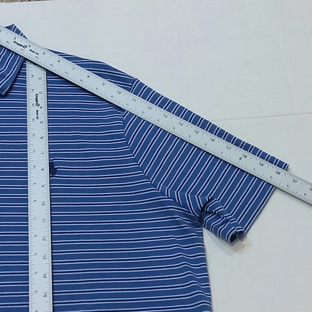 Polo Ralph Lauren Polo Shirt Blue w/Dk Blue &‎ Lt. Blue Stripes, XL
